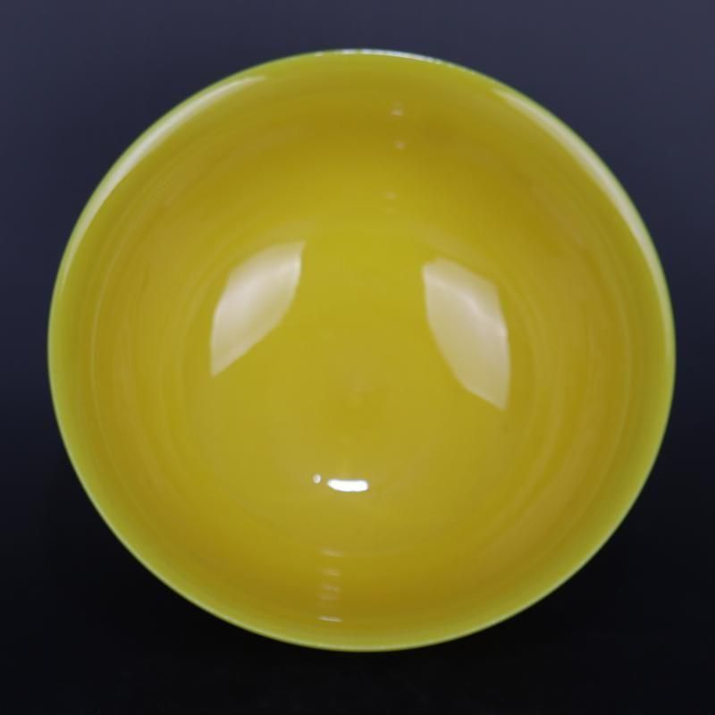 黄釉浮彫り雲竜紋碗 景徳鎮 陶磁器 安い 装飾品 現代工芸品 美術品 置物