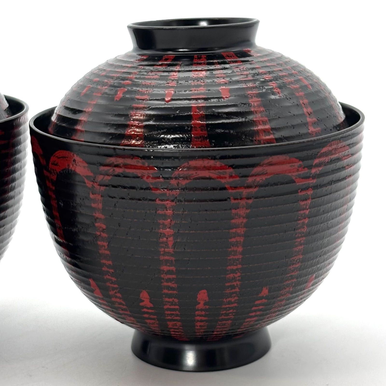 山中塗】和田謹斎 吸物椀 2客 / 山中漆器 在銘『謹斎』蓋付椀 蓋碗 小