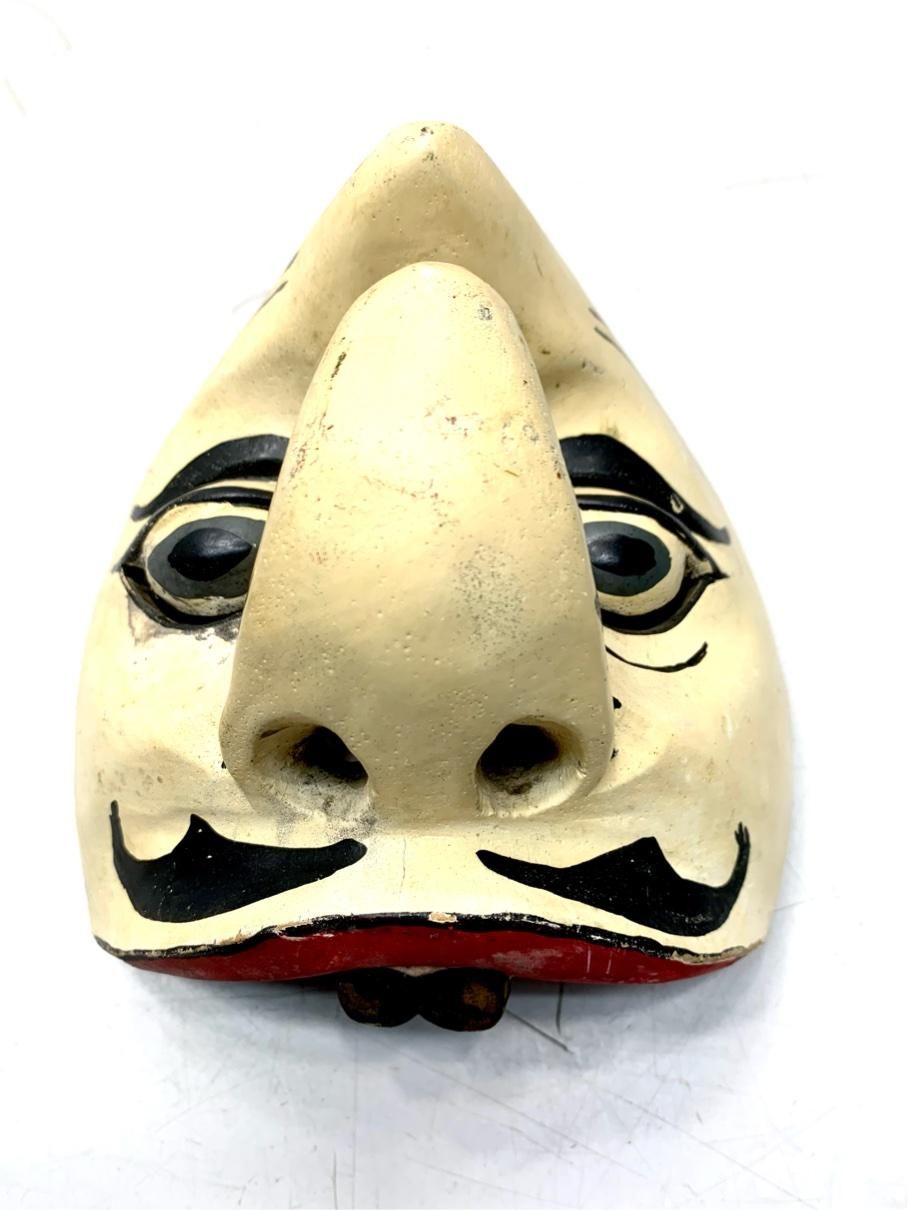 木製 木彫り 鳥人間のようなマスク お面 レトロ アンティーク オブジェ