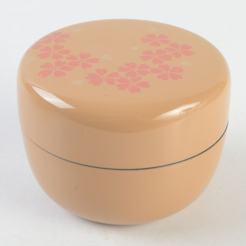 茶道具 輪島塗 中村湖彩作 白漆塗 配送 桜蒔絵 平棗 共箱 V S394 2025