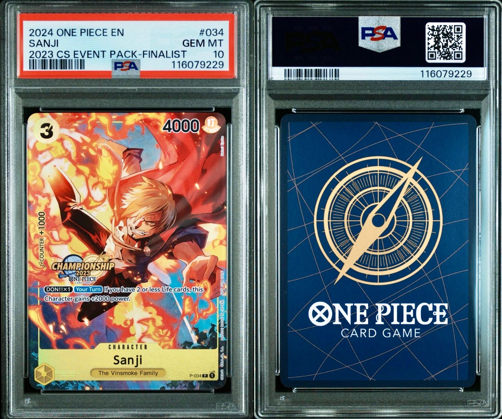 ワンピースカード サンジ チャンピオンシップ ファイナリスト PSA10