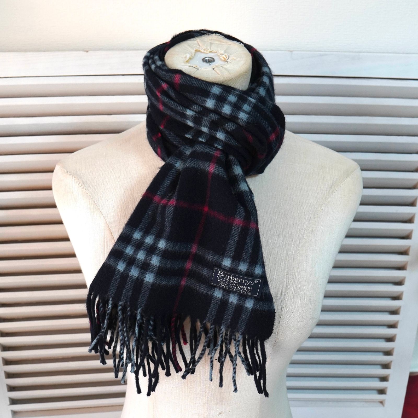 バーバリー ヴィンテージ ノバチェック 小売業者 カシミア100