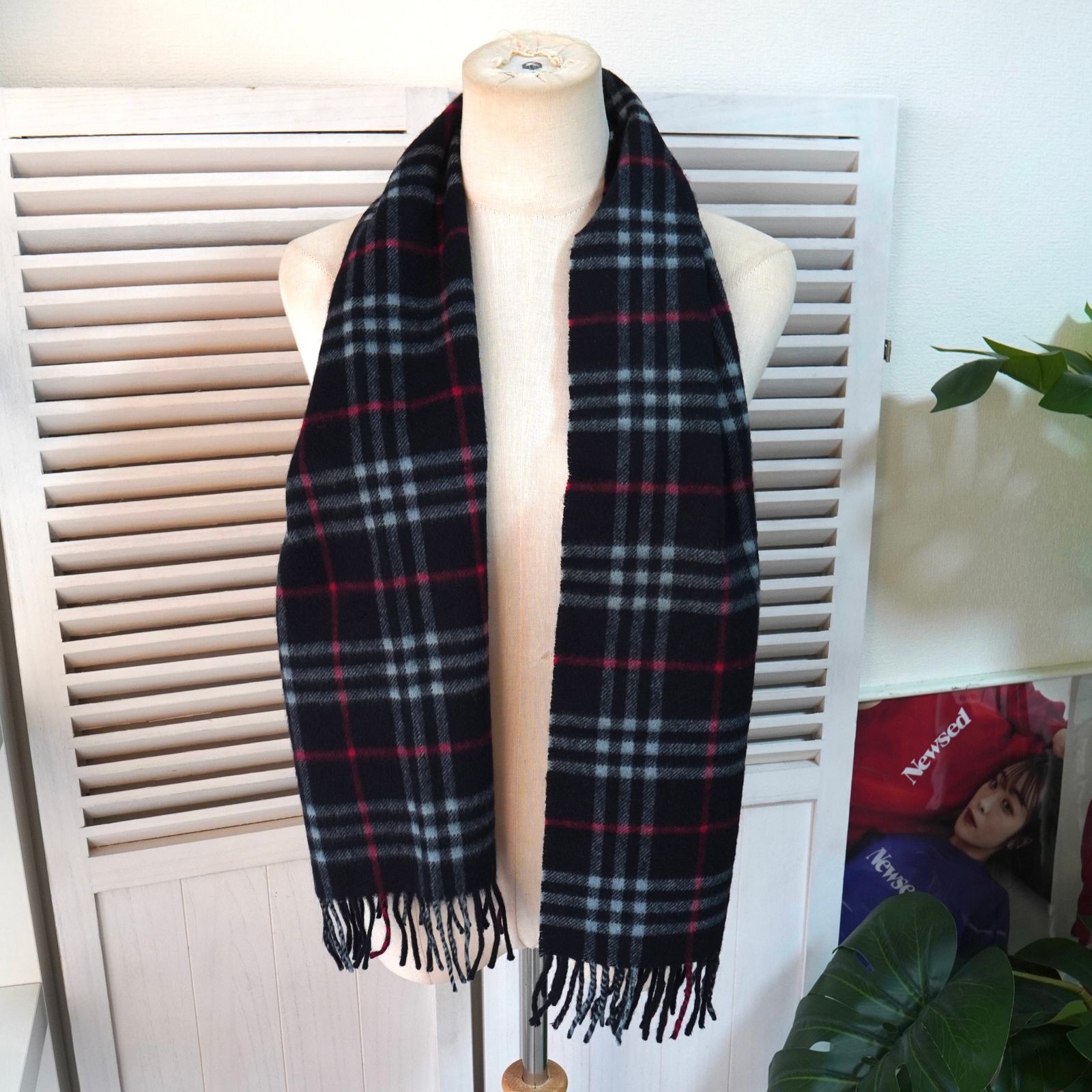 バーバリー ヴィンテージ ノバチェック 割引 カシミア100% マフラー