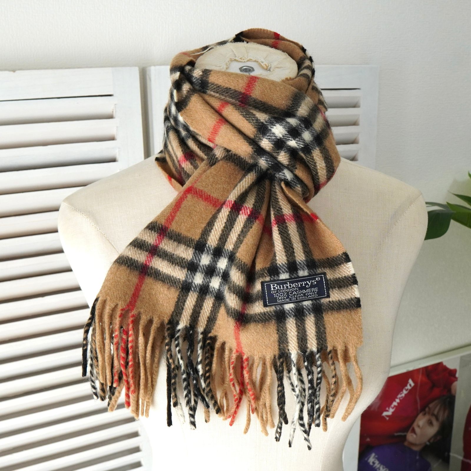 バーバリー ノバチェック カシミア100% マフラー ディスカウント