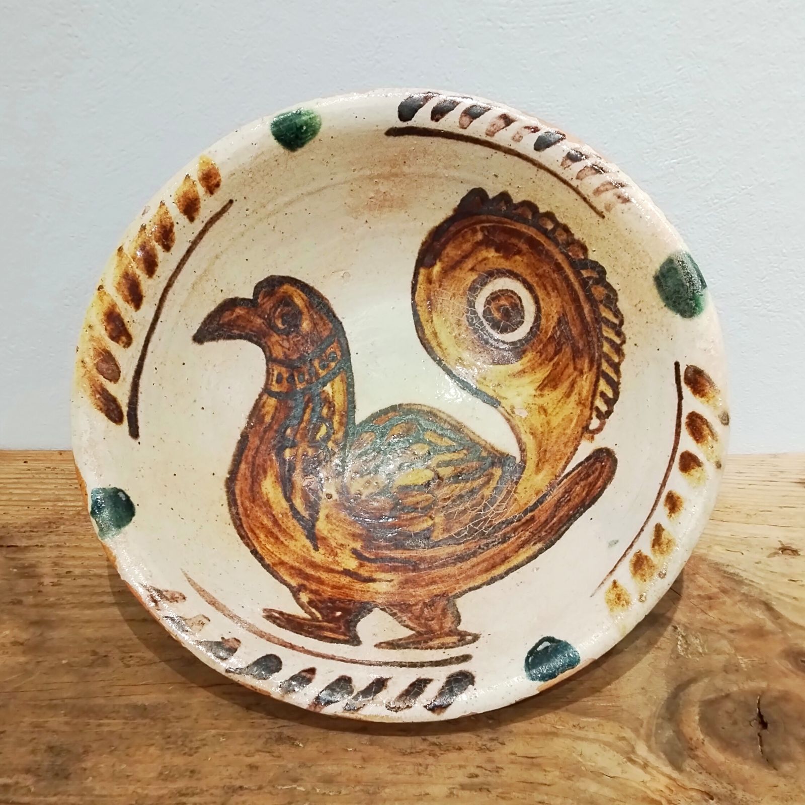 ペルシャ陶器 鳥文鉢 アンティーク イスラム陶器 骨董 古美術 深鉢