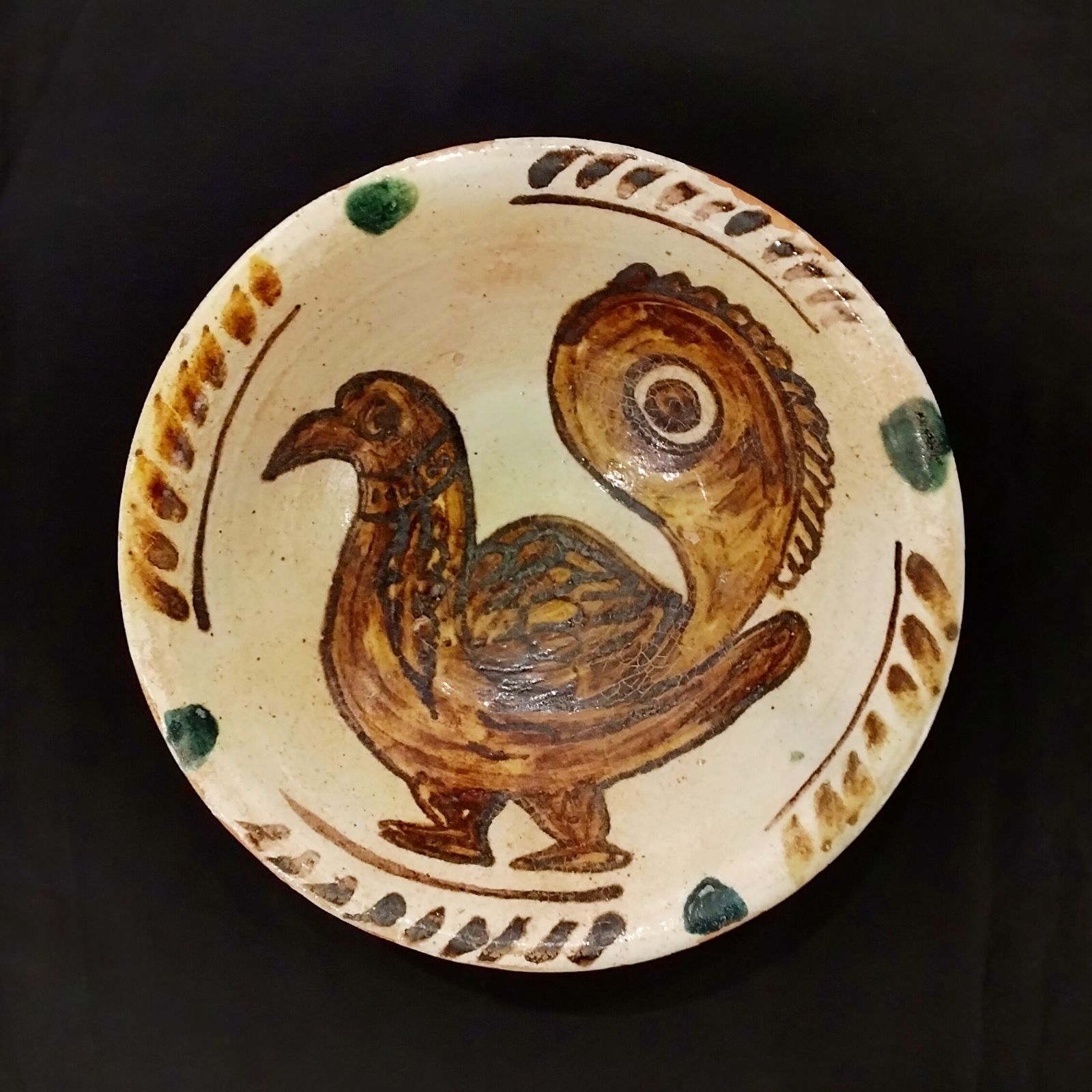 ペルシャ陶器 鳥文鉢 アンティーク イスラム陶器 骨董 古美術 深鉢