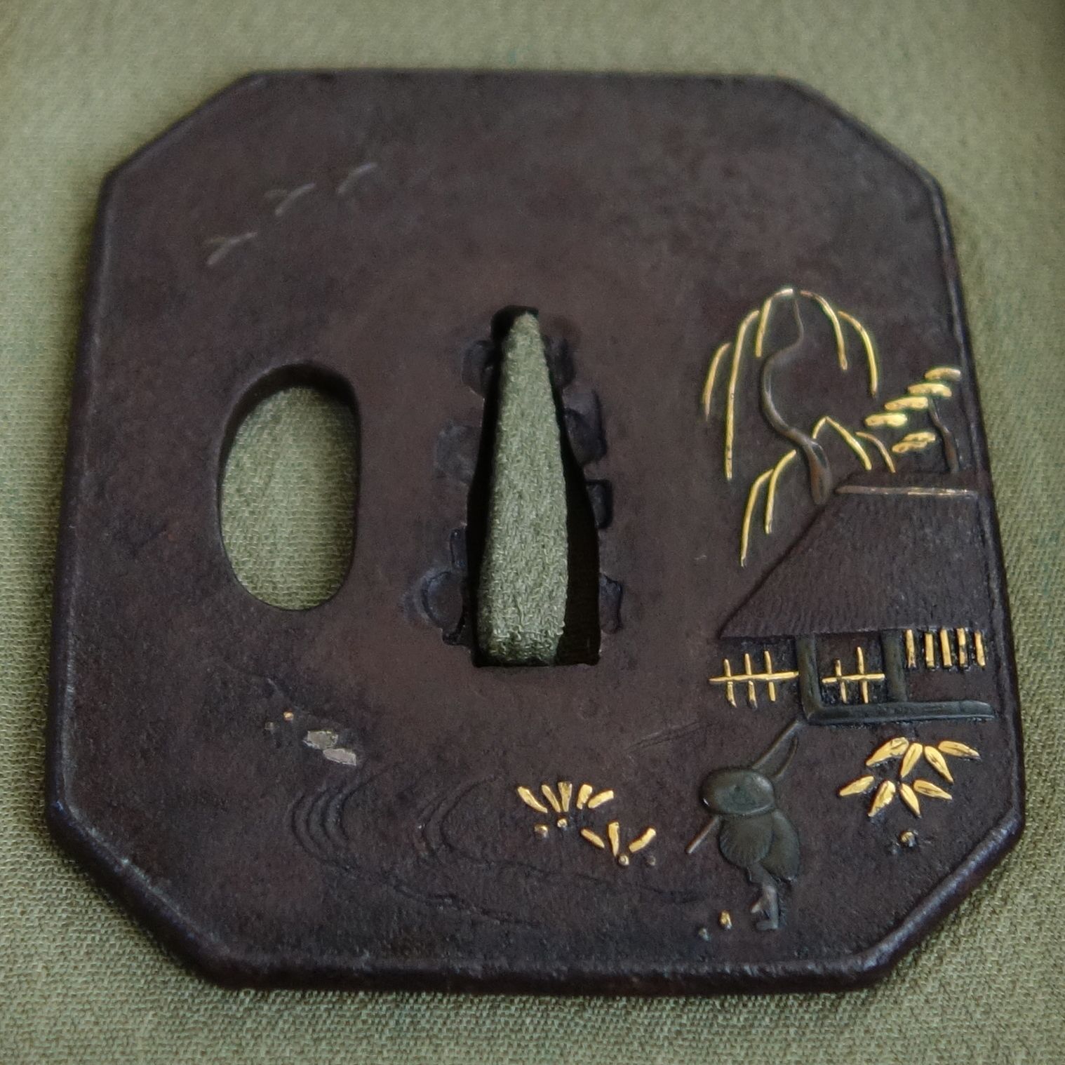 鍔 鉄地大根図鐔 重◯ 象嵌 日本刀 刀装具 骨董 古美術 江戸時代