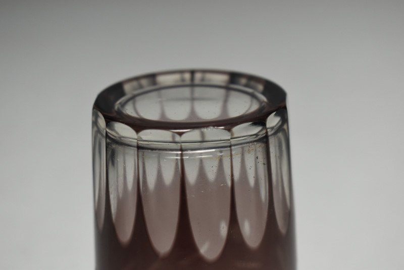 人気 【蔵A4622b】レトロ 紫被せガラス 切子 コップグラス 六客 蔵