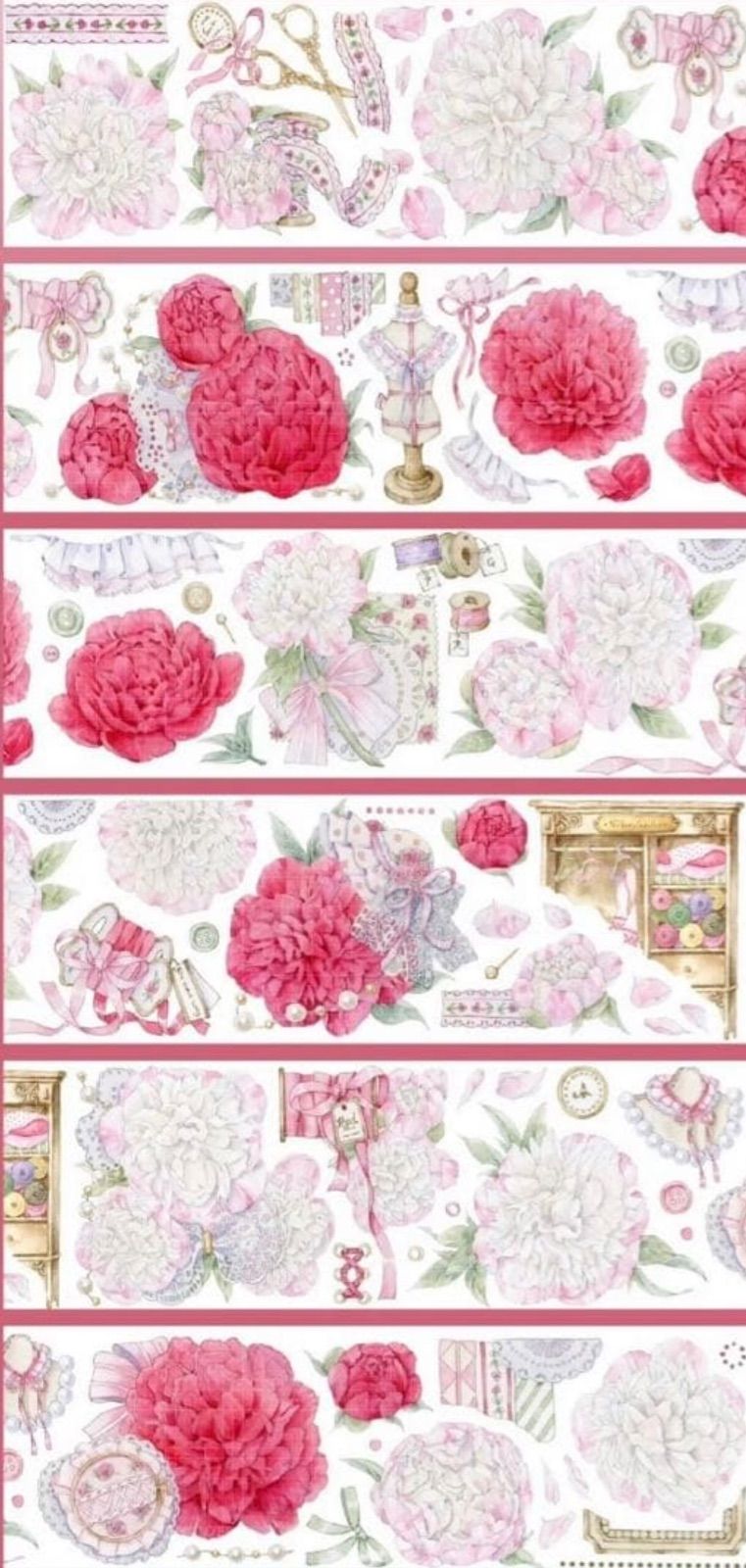 贝壳光 6cm×10m 芬芳织语 海外マスキングテープ 海外マステ 花