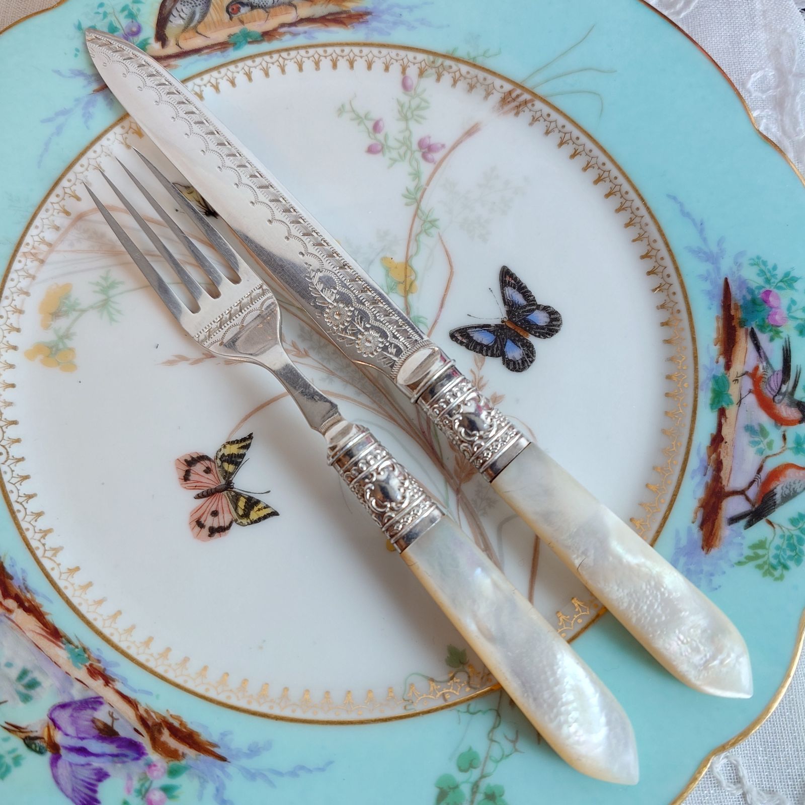 Allen & Darwin】【白蝶貝 】デザートセット マザーオブパール 英国