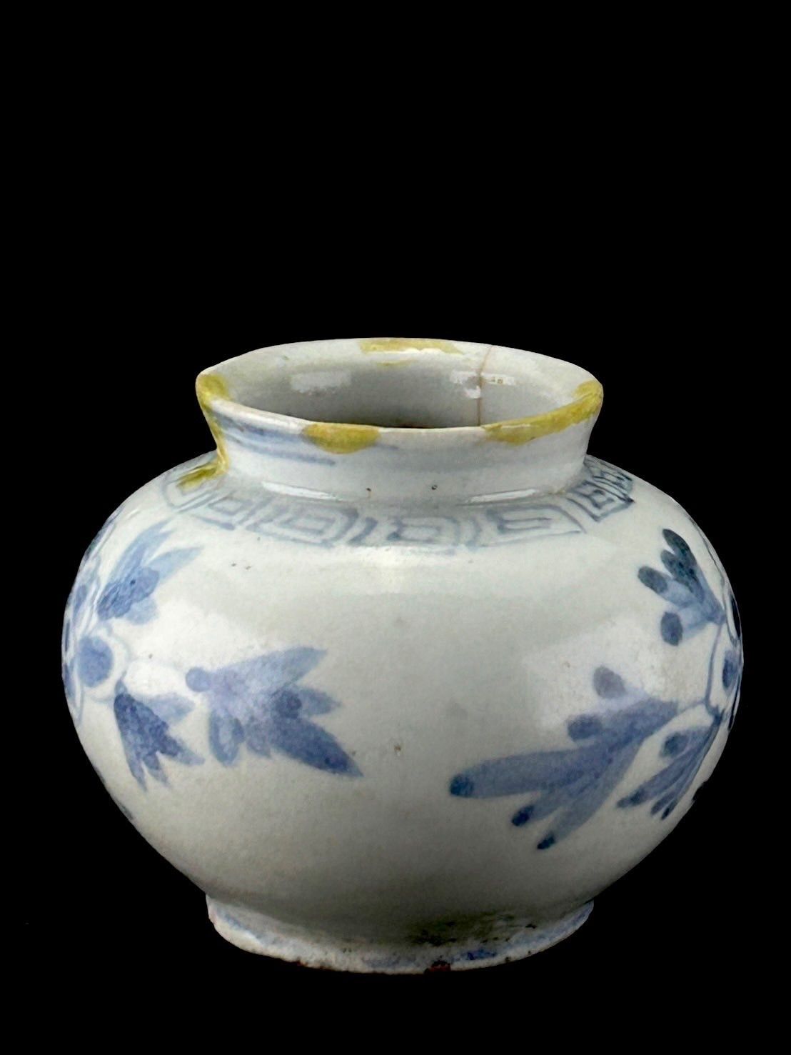 幽玄】李朝時代 白磁染付李朝小壺 共箱 金継 山品啓録蔵 時代 朝鮮 李