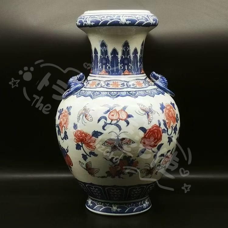 清乾隆青花纏枝紋冬瓜瓶 景徳鎮 陶磁器 装飾品 現代工芸品 美術品 置物