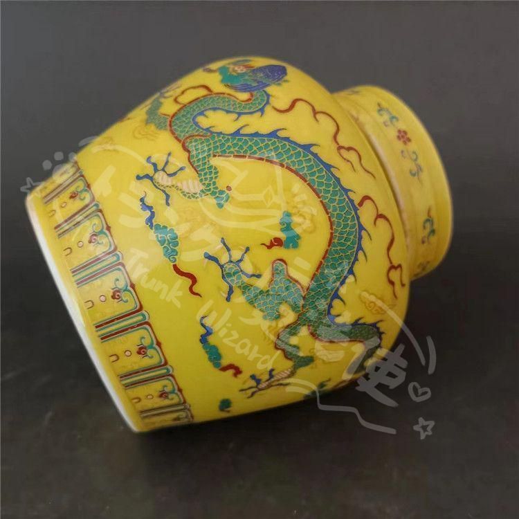 パステル海獣紋天字壺 景徳鎮 陶磁器 装飾品 現代工芸品 美術品 置物