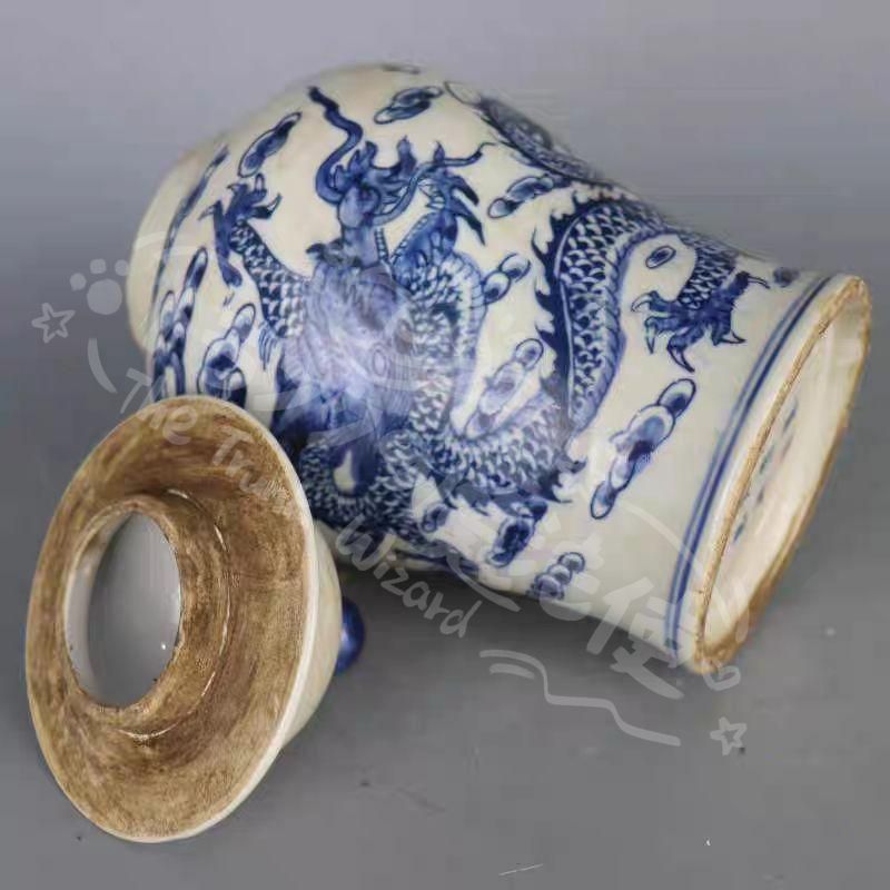 新年ギフト清乾隆青花竜紋将軍缶 購入 賞物観賞瓶 景徳鎮 陶磁器 装飾