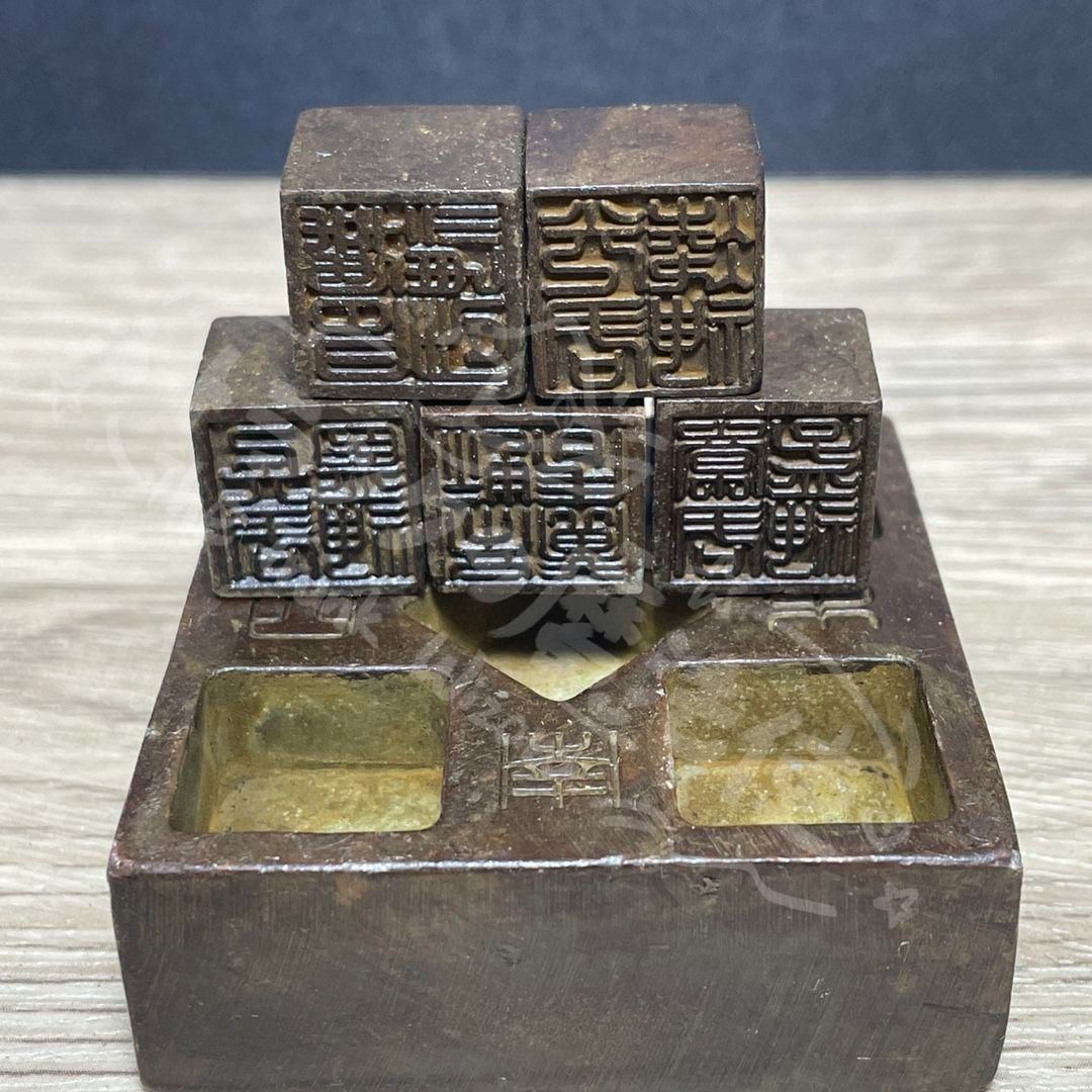 新年ギフト銅制 印章 五大神獣瑞獣印章 道家ルーン印鑑 書道具 文房具