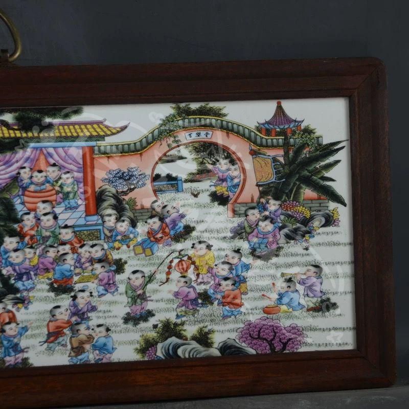 新年ギフト景徳鎮 陶板画百子図 応接間 セール中 書斎 懸掛 装飾品