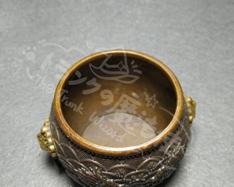 新年ギフト銅 細工 双龍戯珠銅壺 双獣頭香炉 筆洗 工芸品 節約 置物