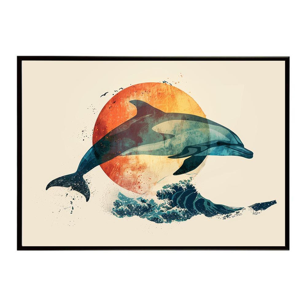 B2サイズ（約51x73cm）】【lh-poster-5807】イルカ 海 ブルー