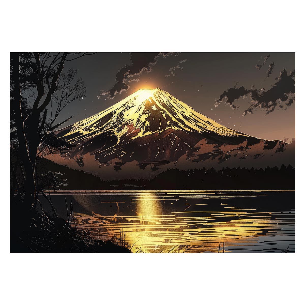 A1サイズ（約59x84cm）】【lh-poster-4148】和風 金の富士 金運