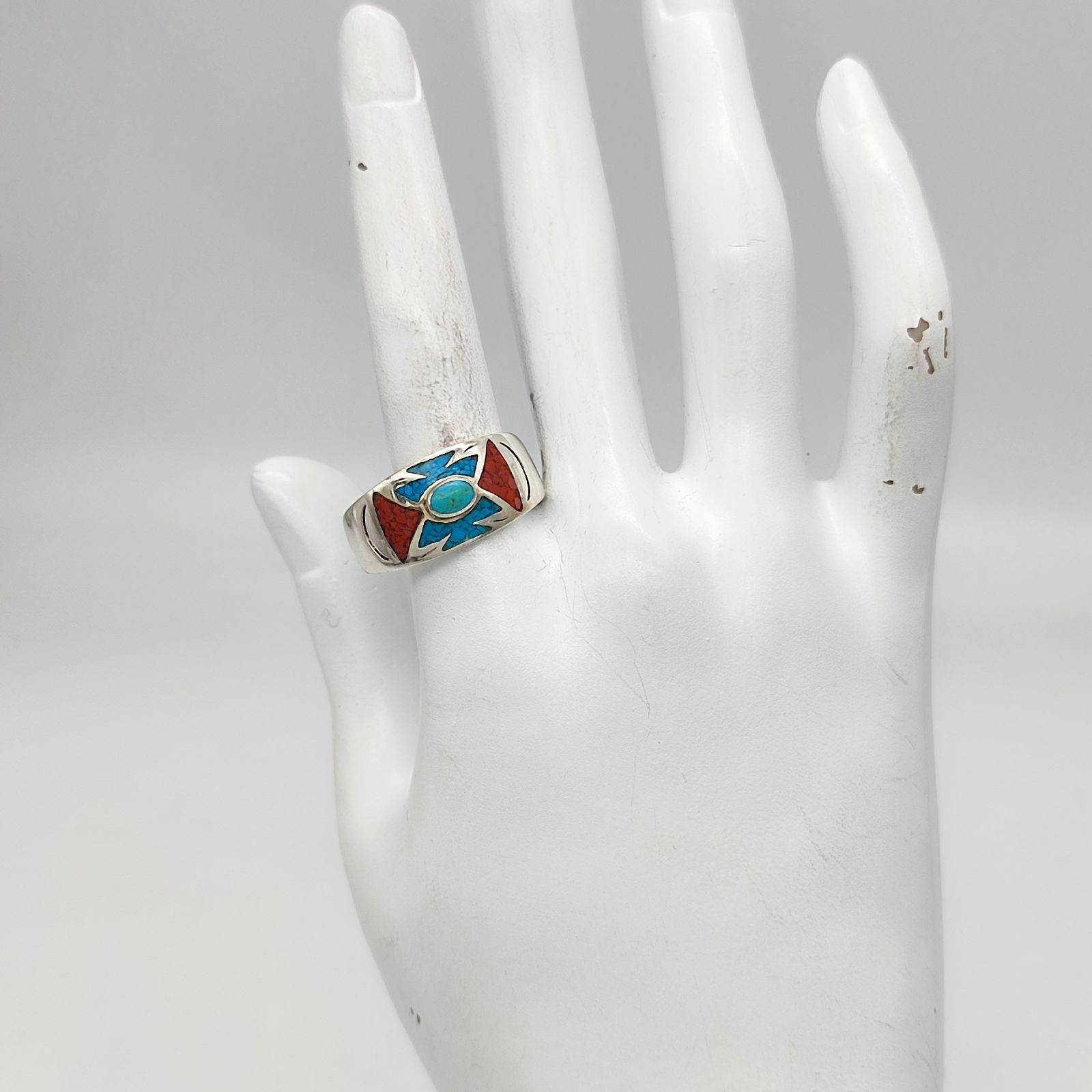 美品】インディアンジュエリー ターコイズデザインリング シルバー925