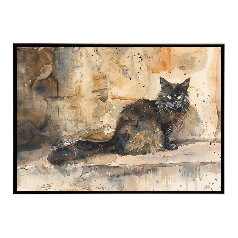 A1サイズ（約59x84cm）】【lh-poster-7421】ネコ キャット 水彩 愛猫