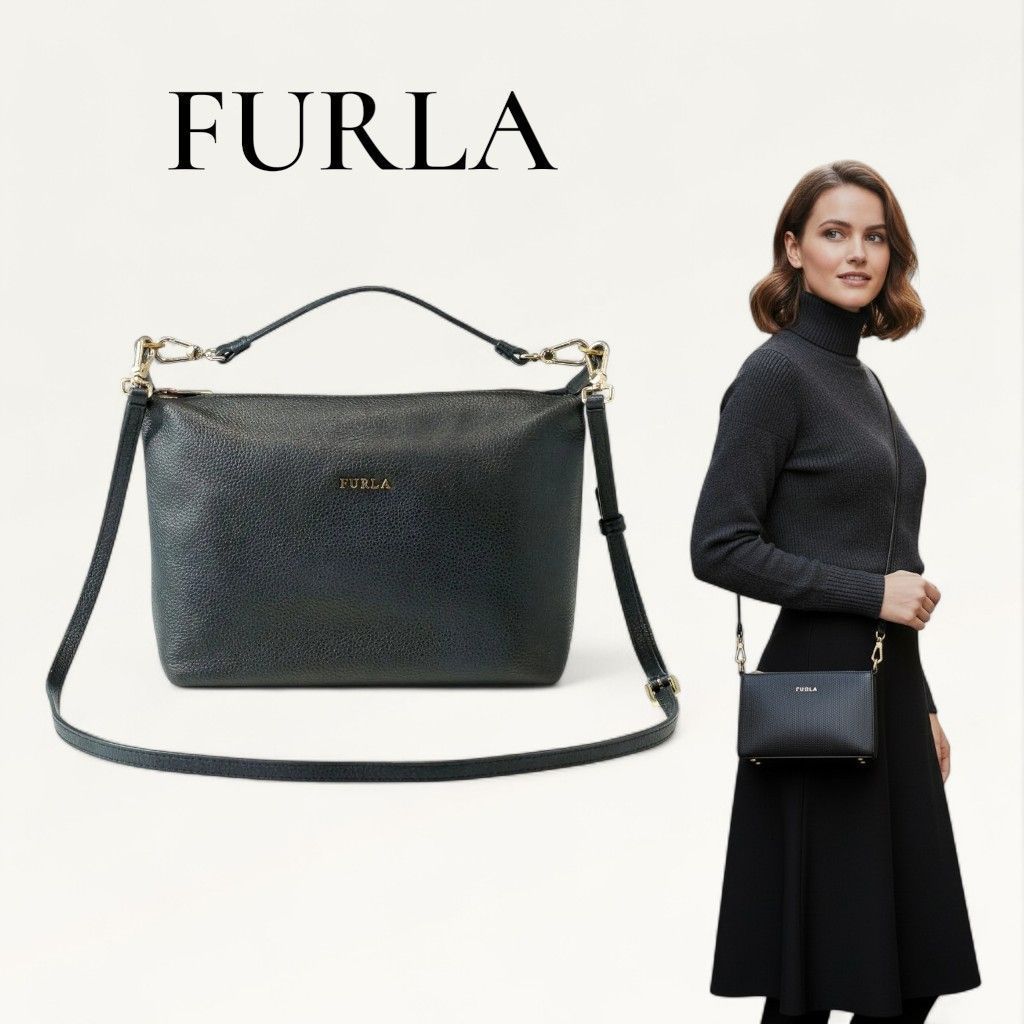最も安い 【大人気】FURLA フルラ 黒 ソフィー 2way ハンドバッグ