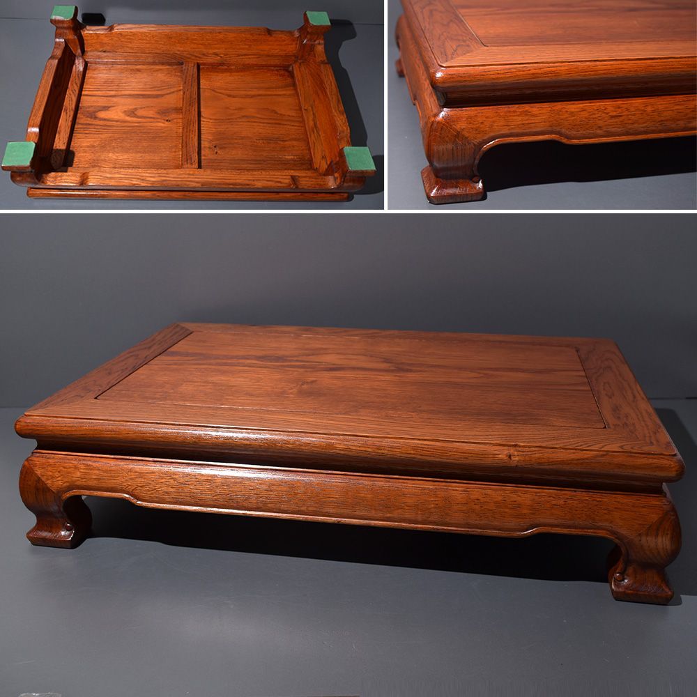 中国天然唐木 花梨木 竹節型 花台 香炉台 飾り台 お買い得2点セット