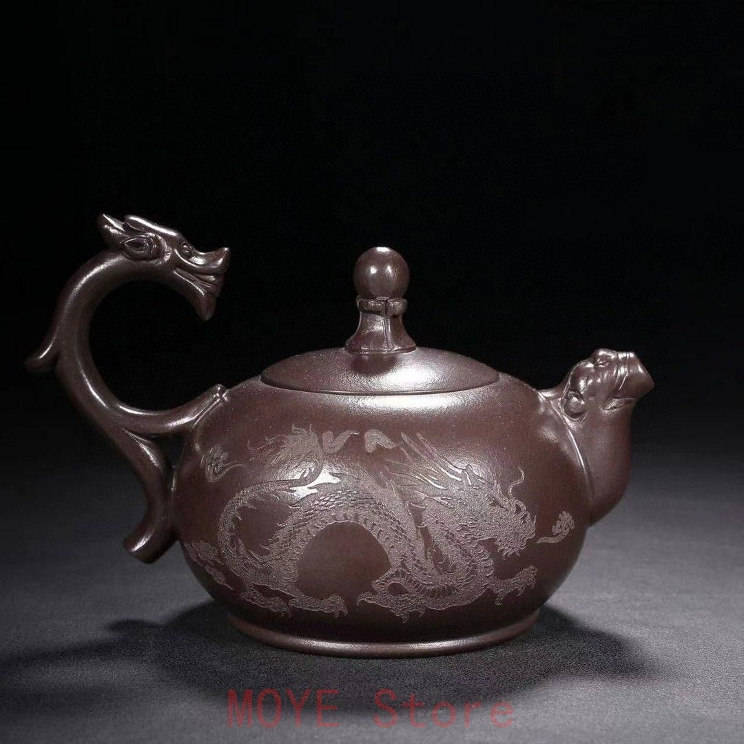 中国宜興 紫砂壷 茶壷 配送 原鉱紫泥 遊竜戯珠紫砂