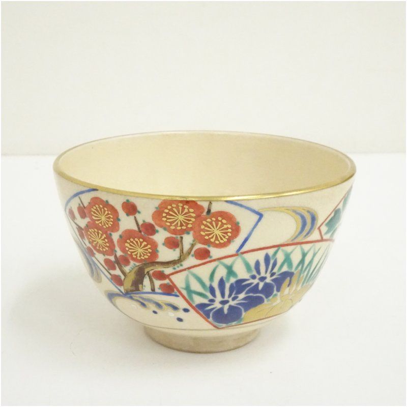 京焼 暁山造 薩摩竜田川茶碗（共箱）茶道 注文 抹茶 おしゃれ 抹茶茶碗