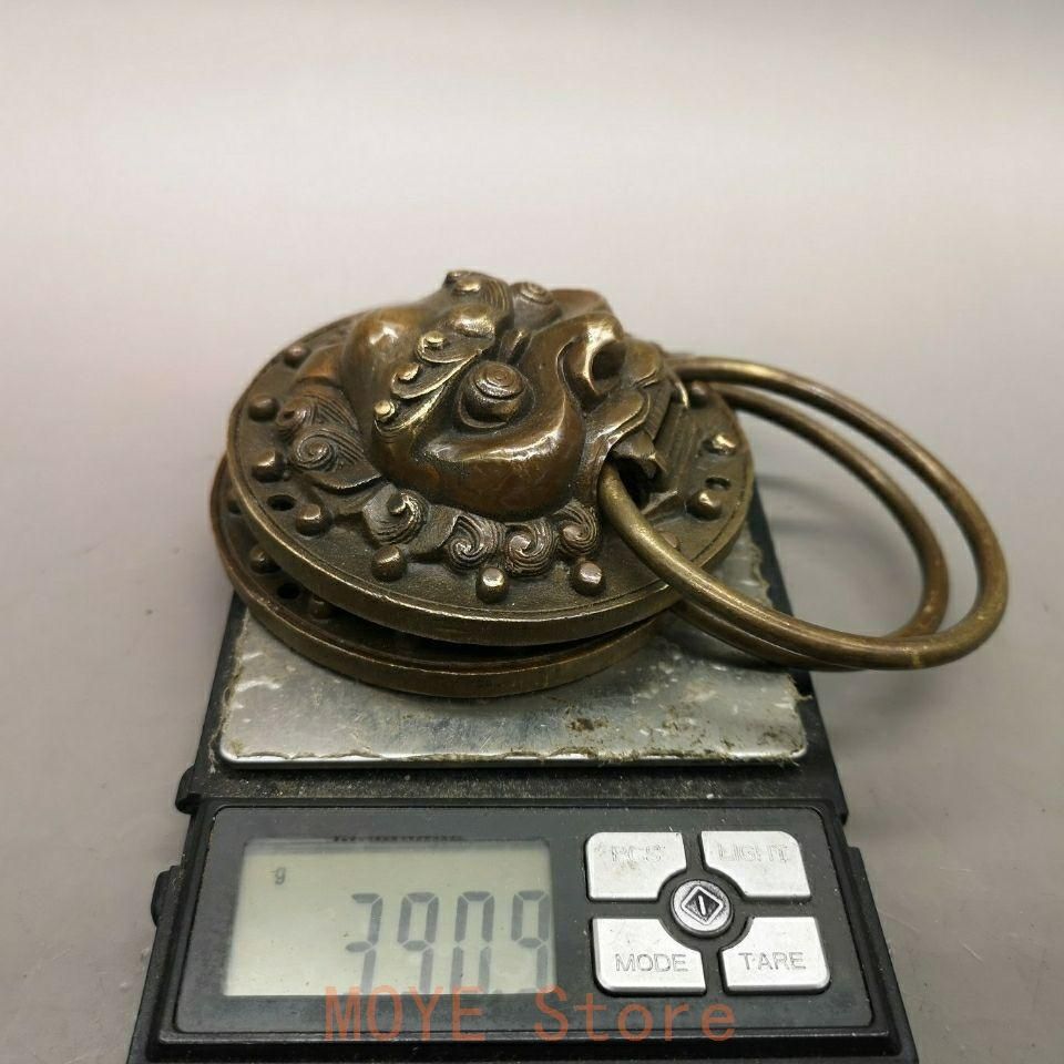 銅器 獣頭門環 獅子頭大門ノブ木戸門引環一対 装飾品 工芸品 置物