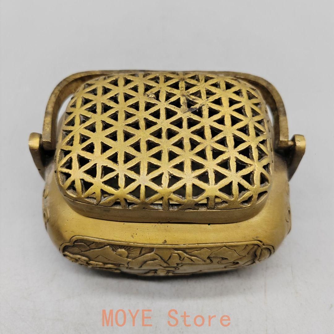 香炉 暖手炉 香具 提梁薫香炉 銅製品 工芸品 置物 銅 細工 高浮彫鏨刻