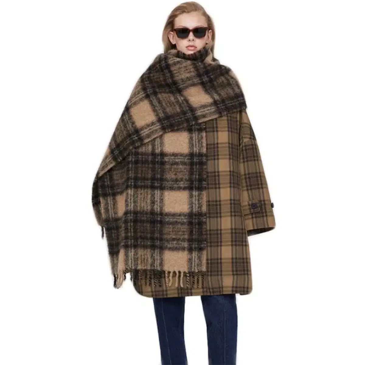 TOTEME トーテム モヘアアルパカチェックマフラー ブラウン