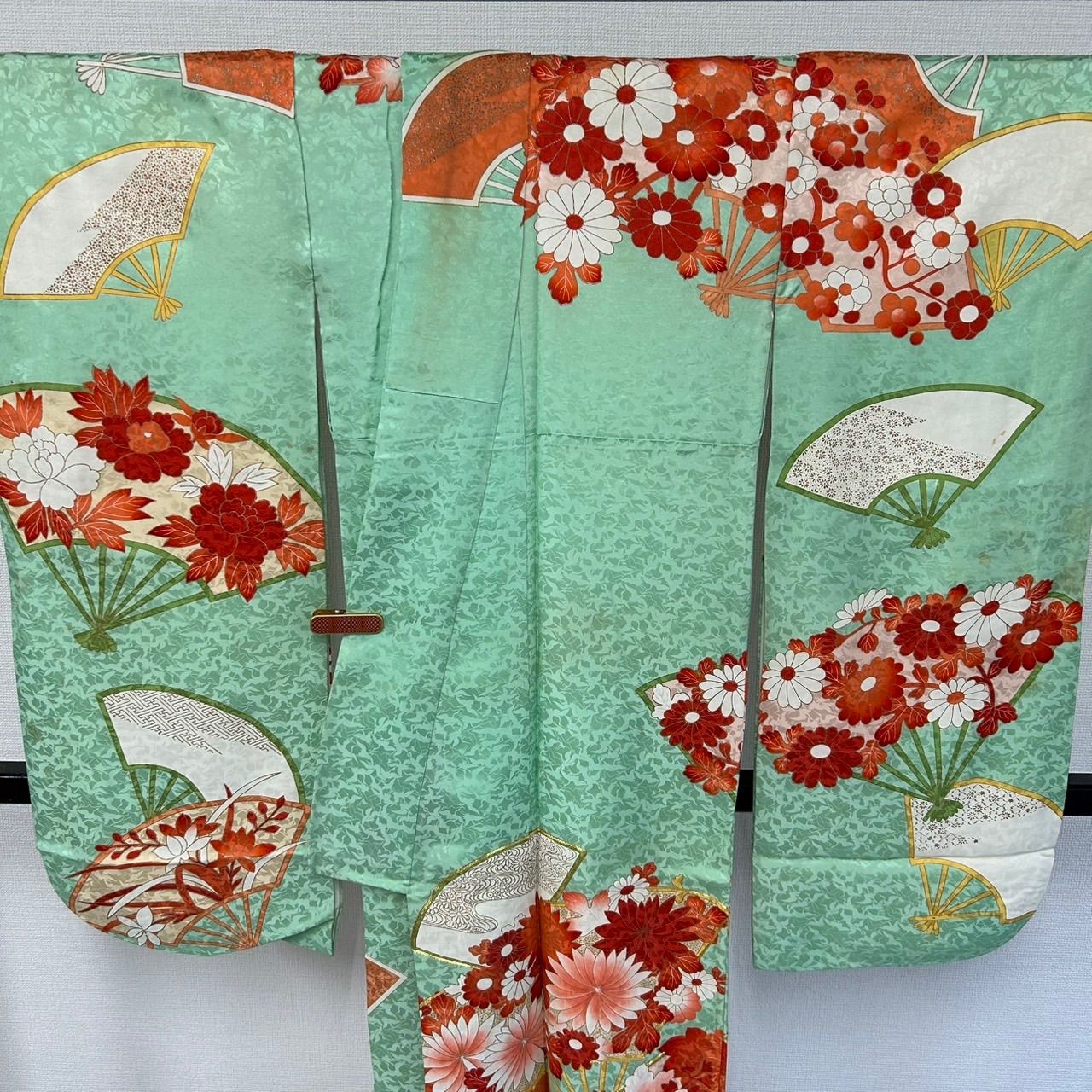 きい様＊ 【振袖フルセット】アンティーク 扇花柄 金駒刺繍 7点セット