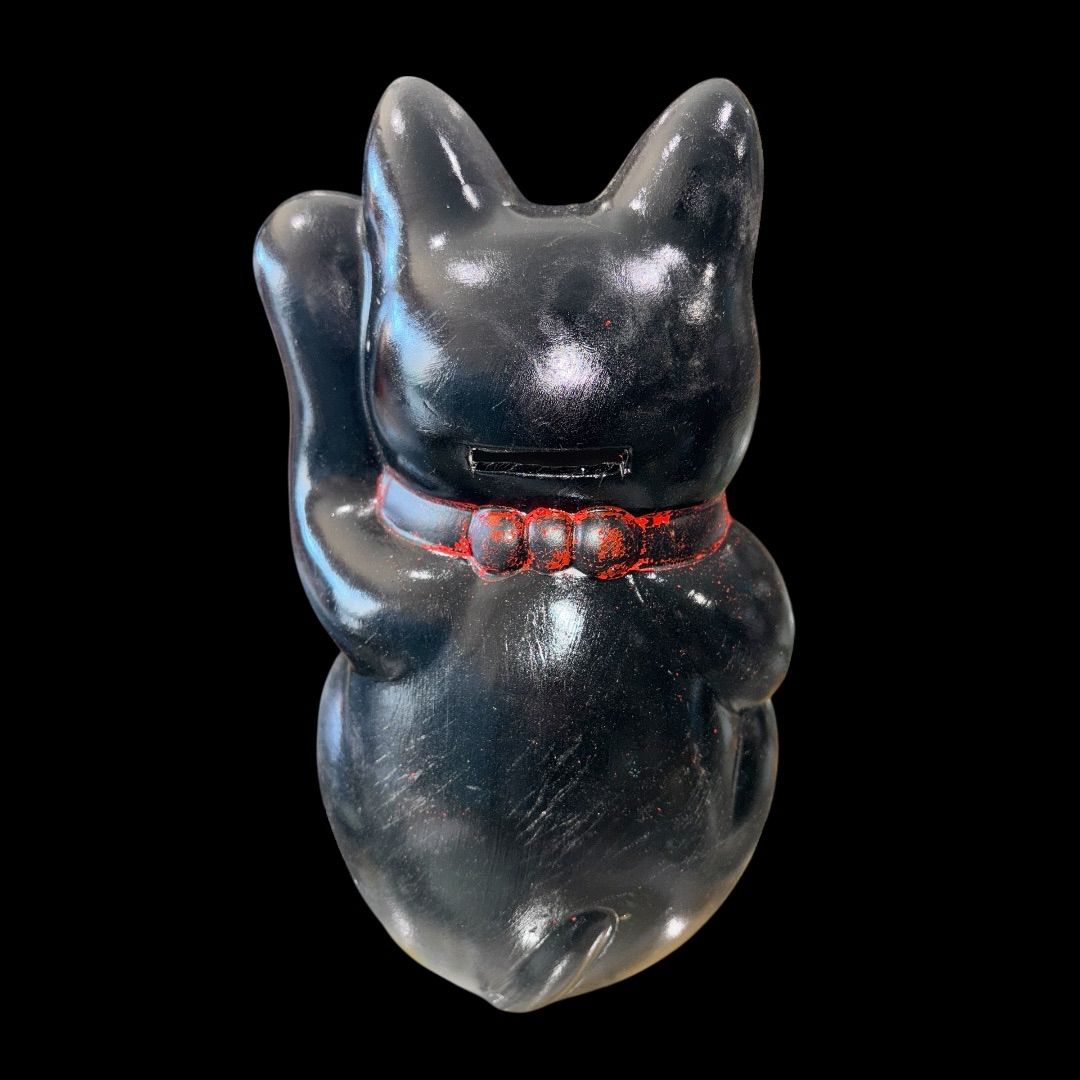 招き猫 貯金箱 「百万両」陶器製 置物 昭和レトロ 陶器製 貯金箱