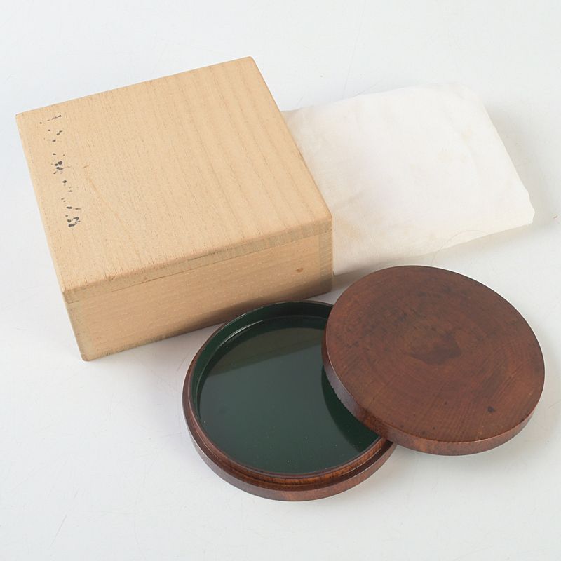 茶道具 乾漆 香合 花押あり 在銘 書付共箱 V R8882 茶道具 乾漆 香合