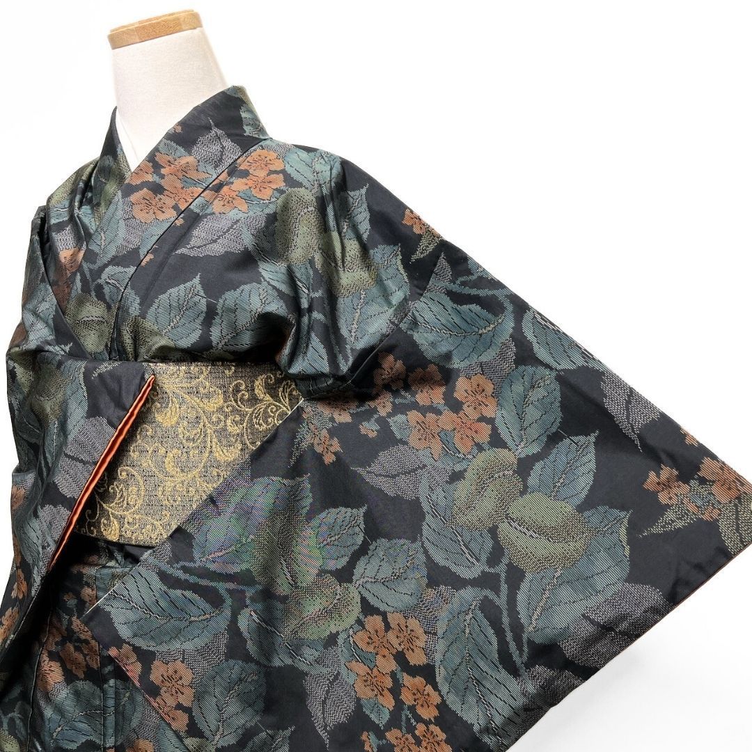 大島紬 小紋 泥染 金木犀 花模様 リーフ模様 着物 012b p ms - メルカリ