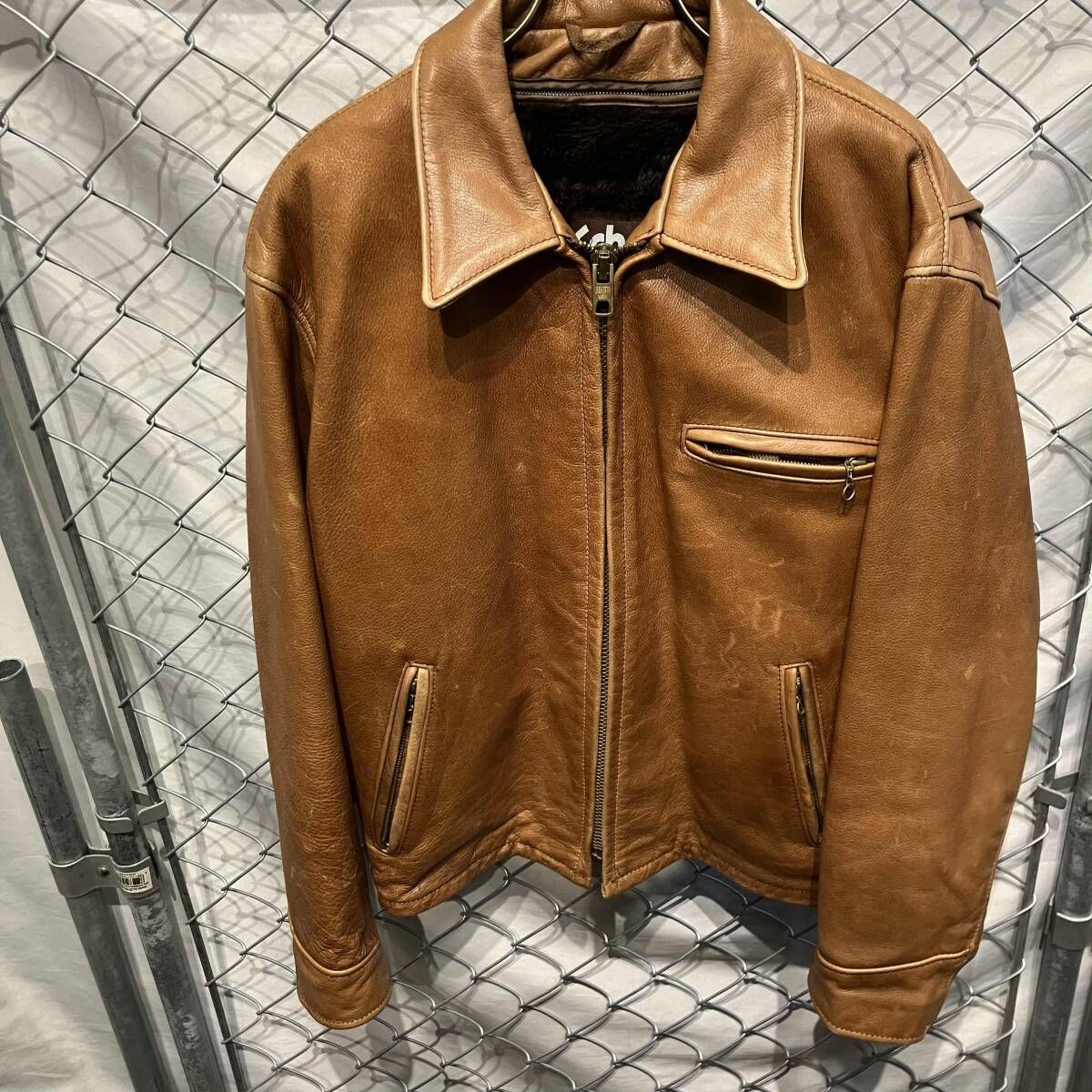 良品 schott ボアライナー付きライダース 大きいサイズ L 茶 良品