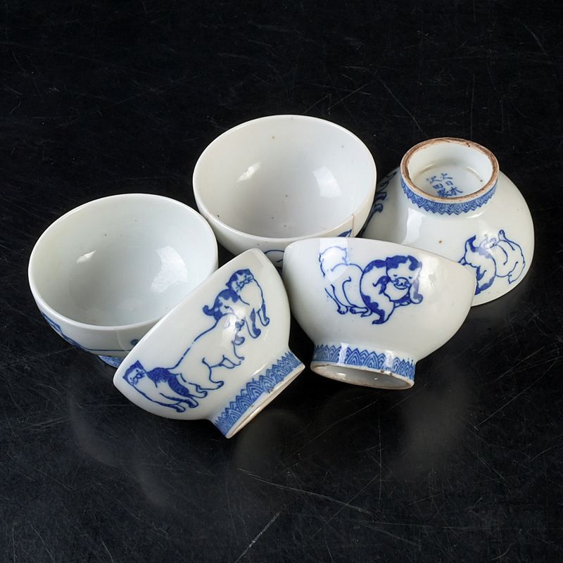 古代 白高麗 煎茶碗6客 口径約7.5㎝ 東Y8-0106☆2F 古代 白高麗 煎茶碗