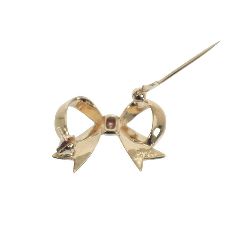ミキモト MIKIMOTO リボン ブローチ K18イエローゴールド 18金 YG