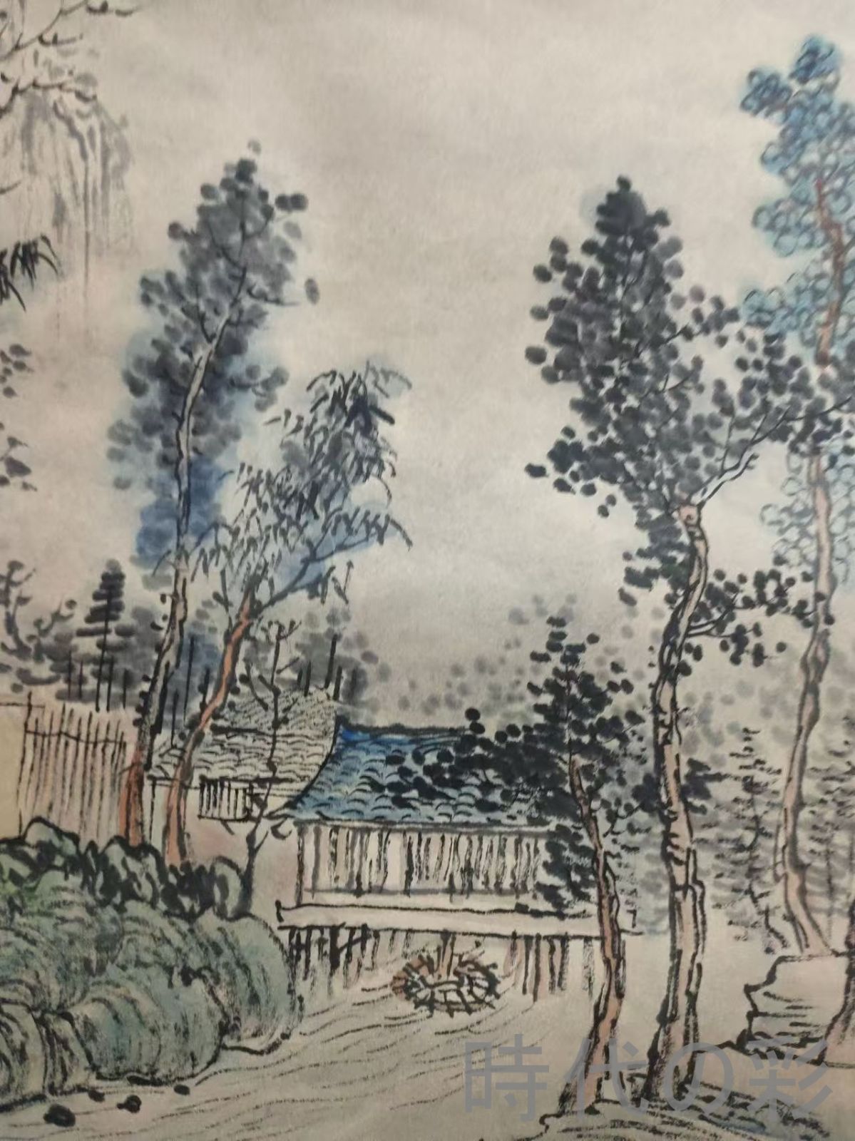 中国古美術・竹子図三尺画芯・純手描き・水墨画・啓功印款・書道・宣紙