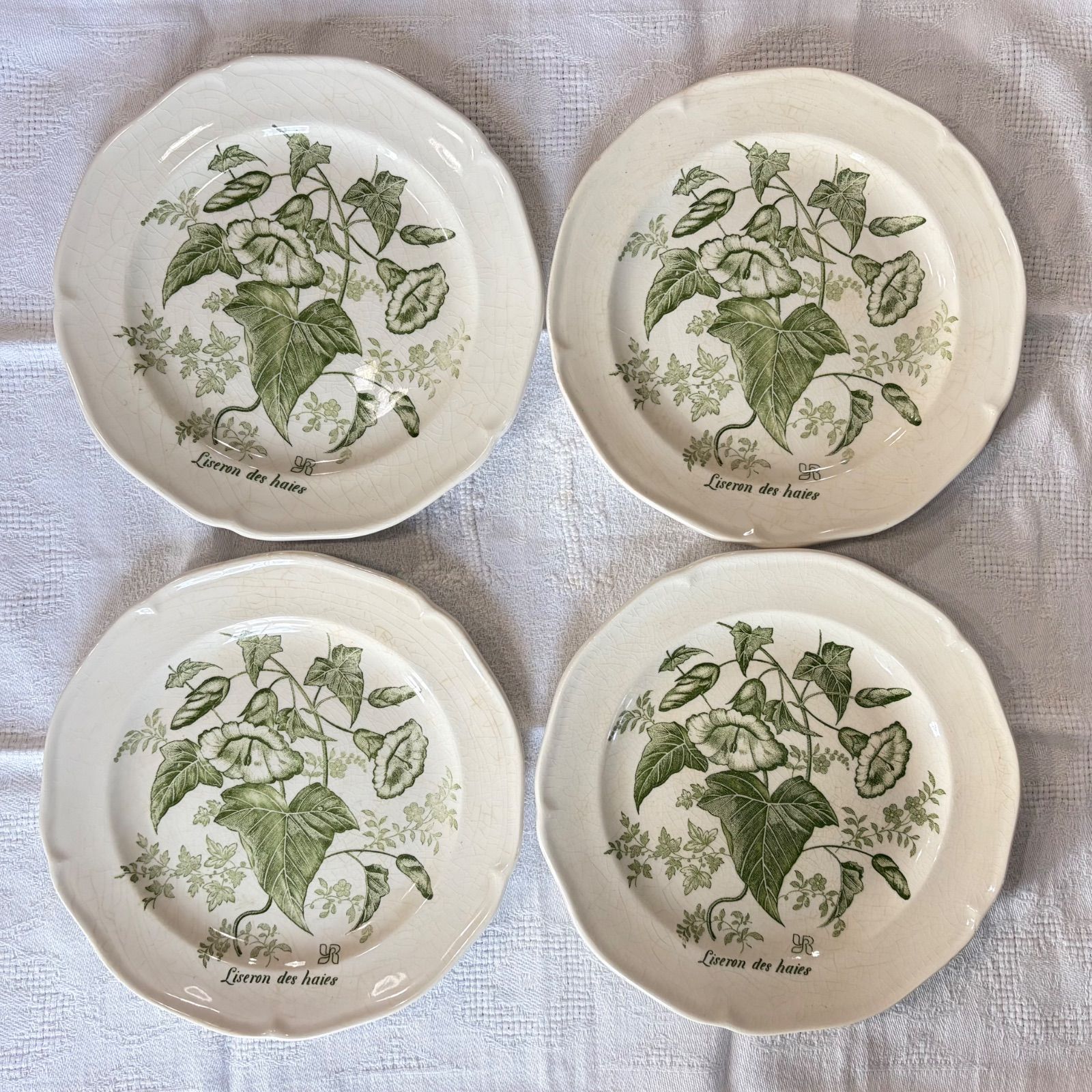4枚セット）フランスアンティーク GIEN ジアンのボタニカルデザート