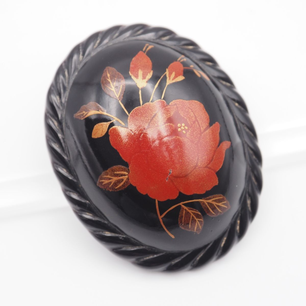 k18/SILVER デザイン べっ甲 ブローチ M723 鼈甲 べっ甲 ブローチ 蒔絵