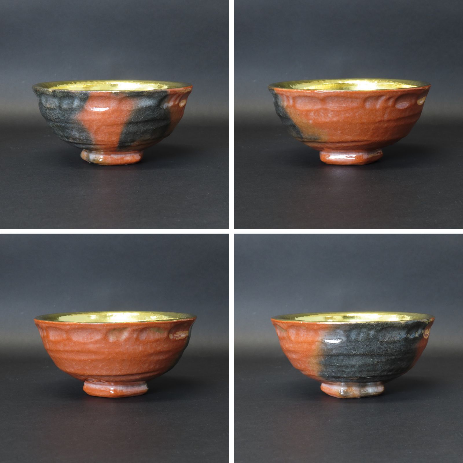 02s78 七世 川崎和楽 真作保証 茶道具 嶋台茶碗 金銀一双 赤楽茶碗 在