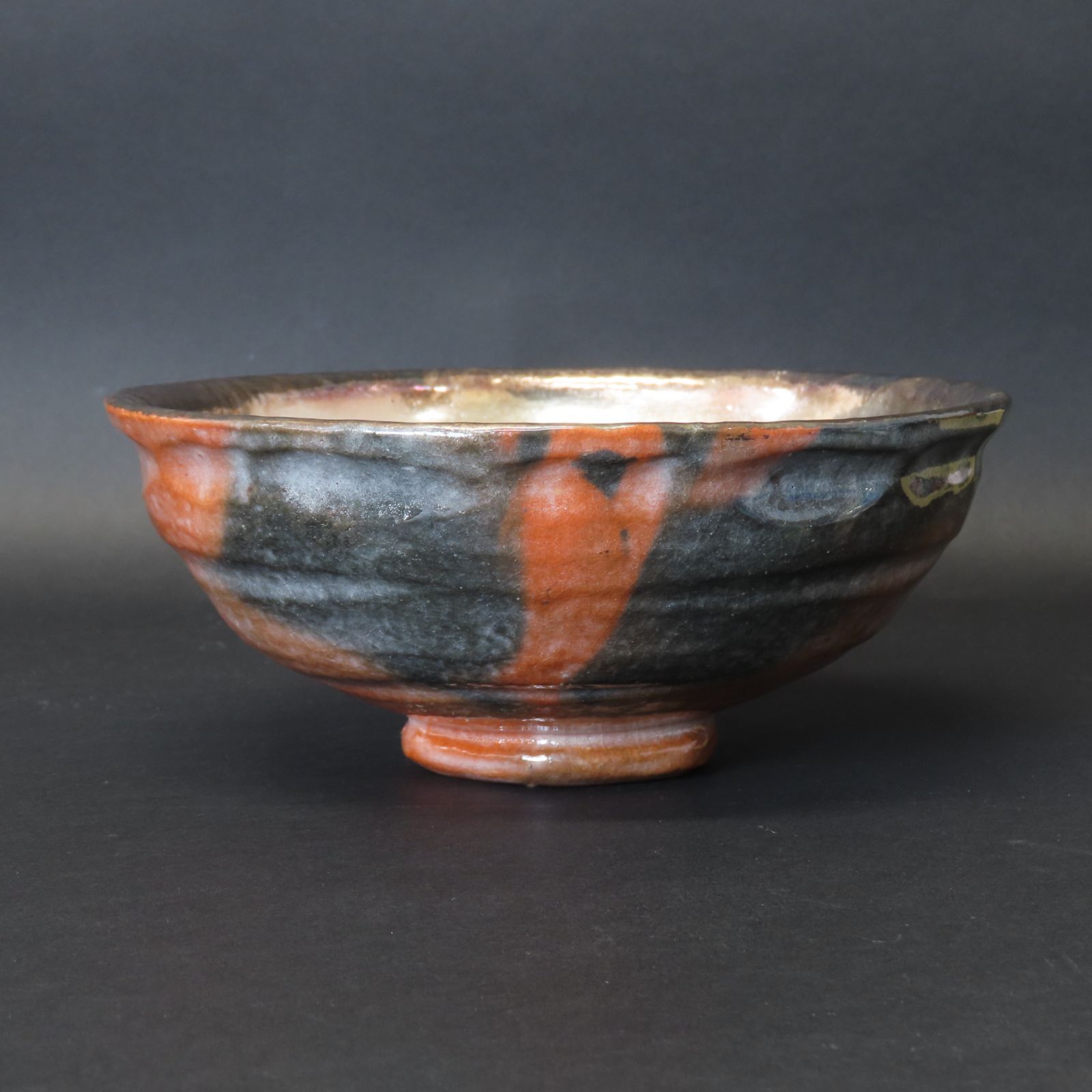 02s78 七世 川崎和楽 真作保証 茶道具 嶋台茶碗 金銀一双 赤楽茶碗 在