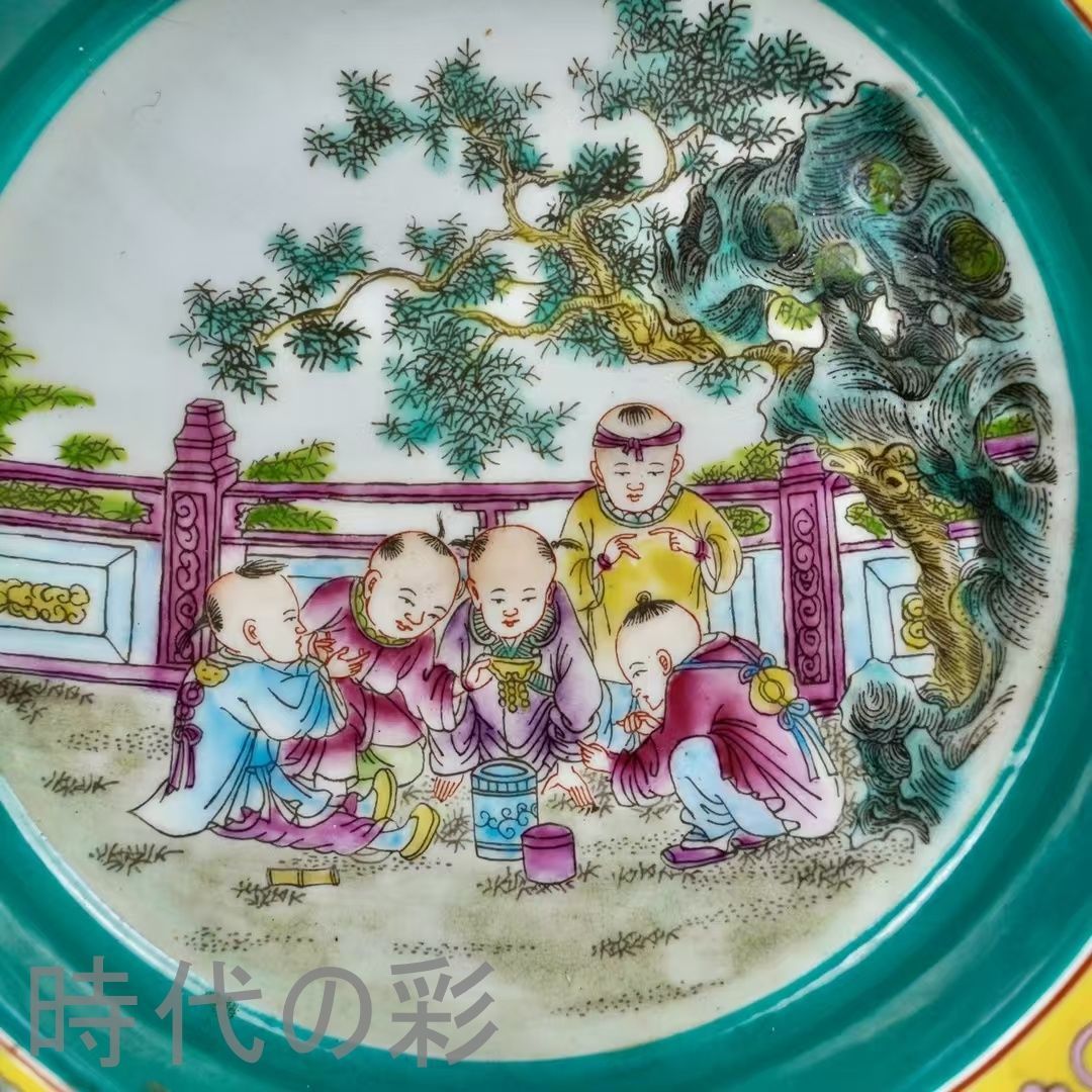 清乾隆年製款 七宝彩 嬰戯図 折沿水洗』中国古美術 唐物 骨董品 工芸