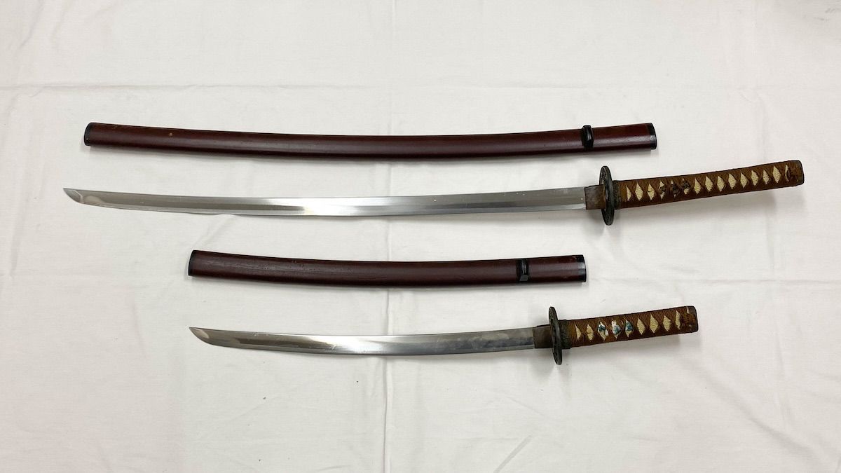ZK275】模造刀 2本セット 長刀 短刀 打刀 脇差 日本刀 刀剣 伝統工芸