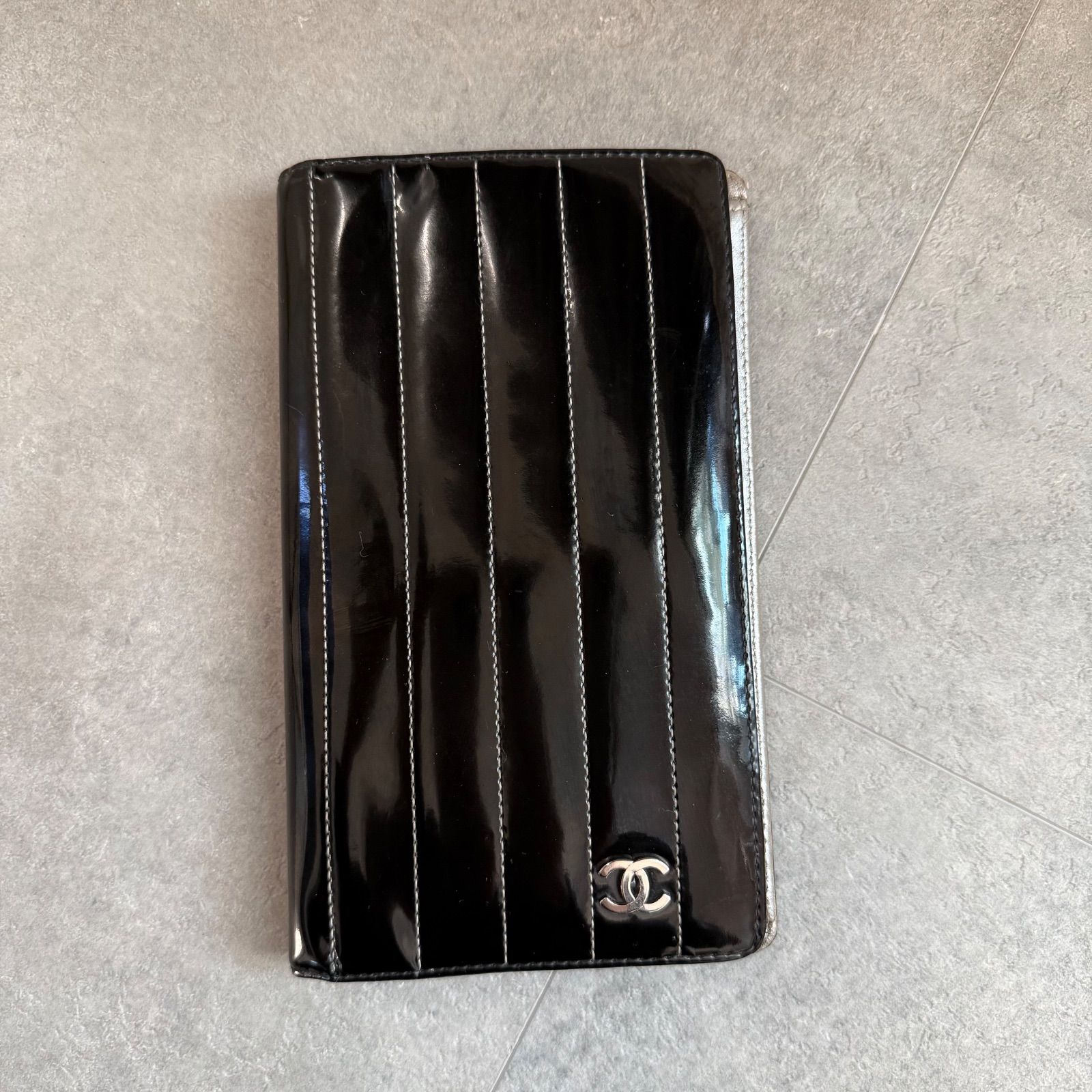 CHANEL シャネル マドモアゼル ステッチ 二つ折り長財布 ブラック 黒