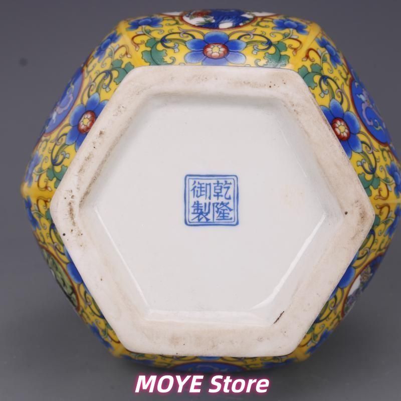 清乾隆琺瑯彩蒔金花鳥花瓶 景徳鎮 陶磁器 装飾品 現代工芸品 美術品