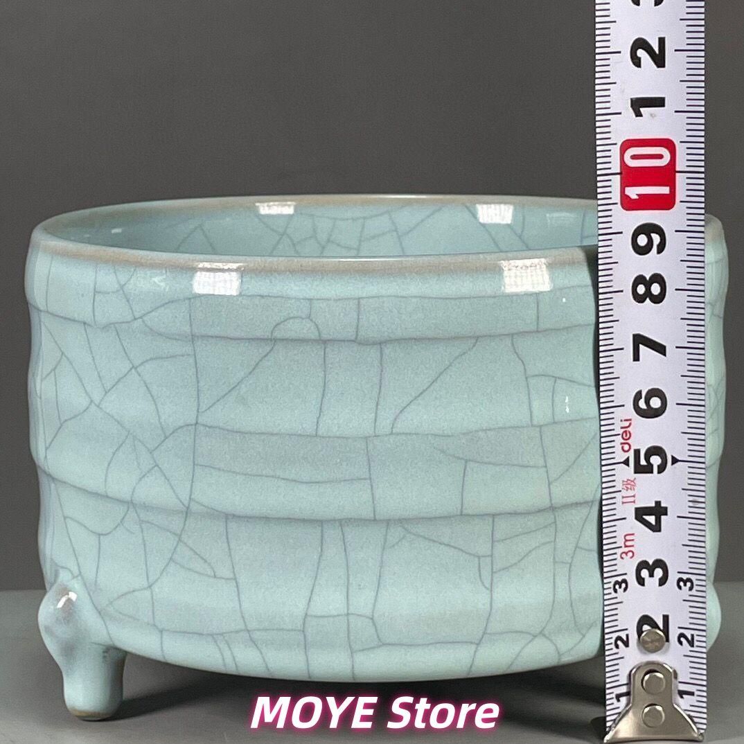 汝磁器開片三足香炉 香道具 景徳鎮 陶磁器 装飾品 現代工芸品 美術品