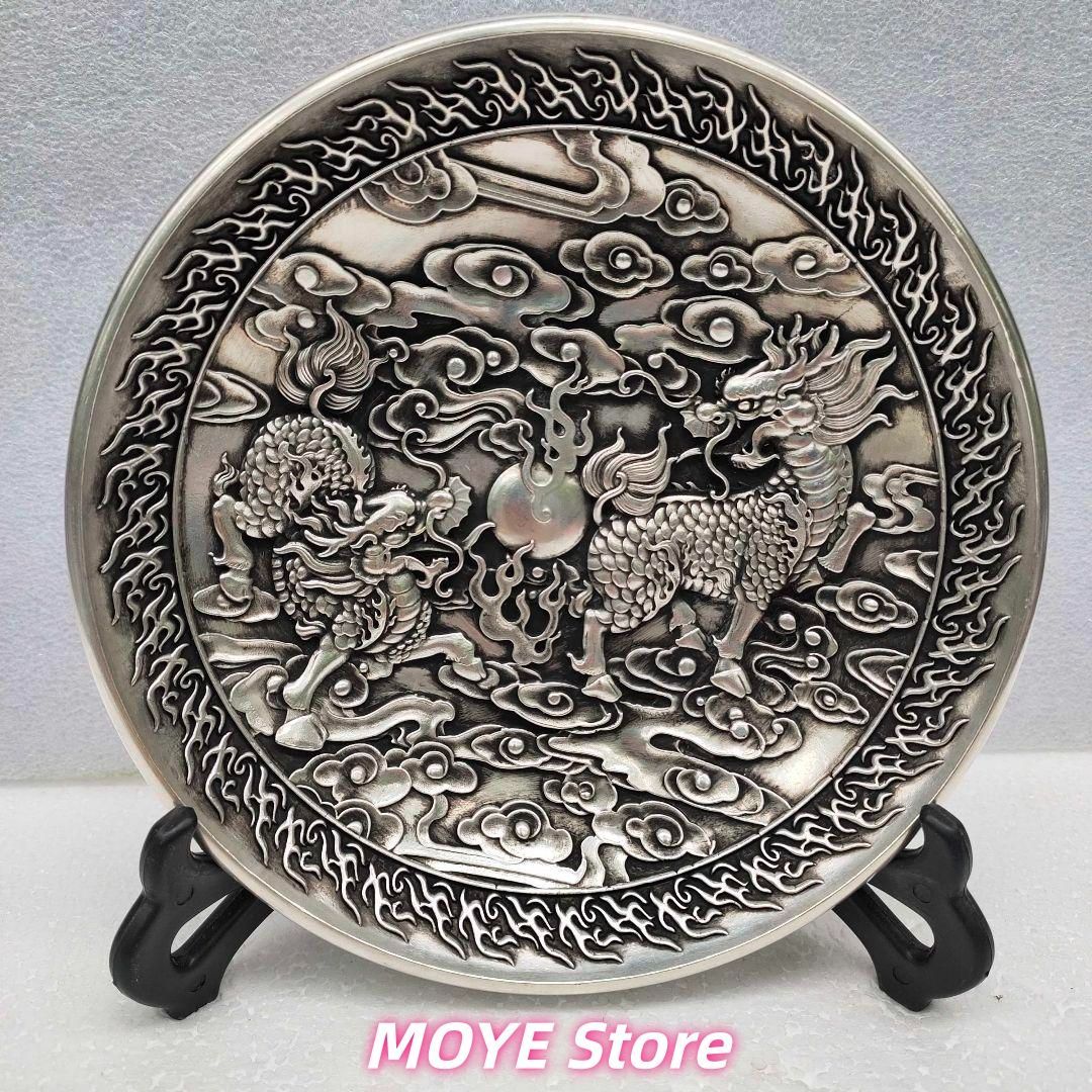 銅器 重工 彫刻 祥雲瑞獣麒麟銅盤 装飾品 工芸品 美術品 zw0128 - メルカリ